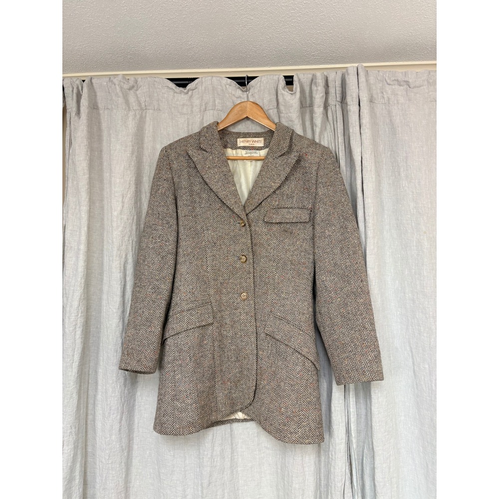 Henry White Dublin Womens Herringbone Wool Blazer Jacket Ireland Confetti Tweed